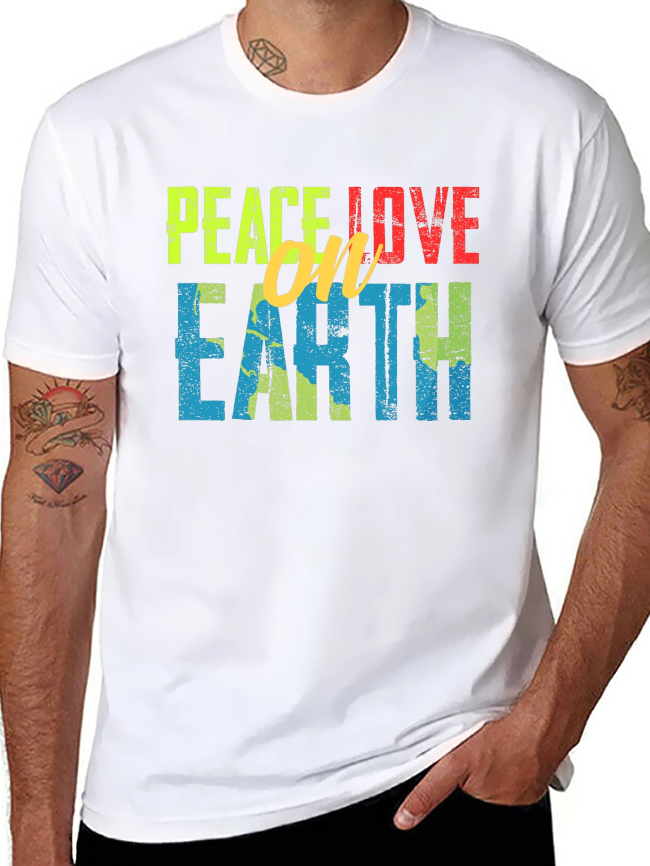 Peace Love on Earth T-Shirt - Black