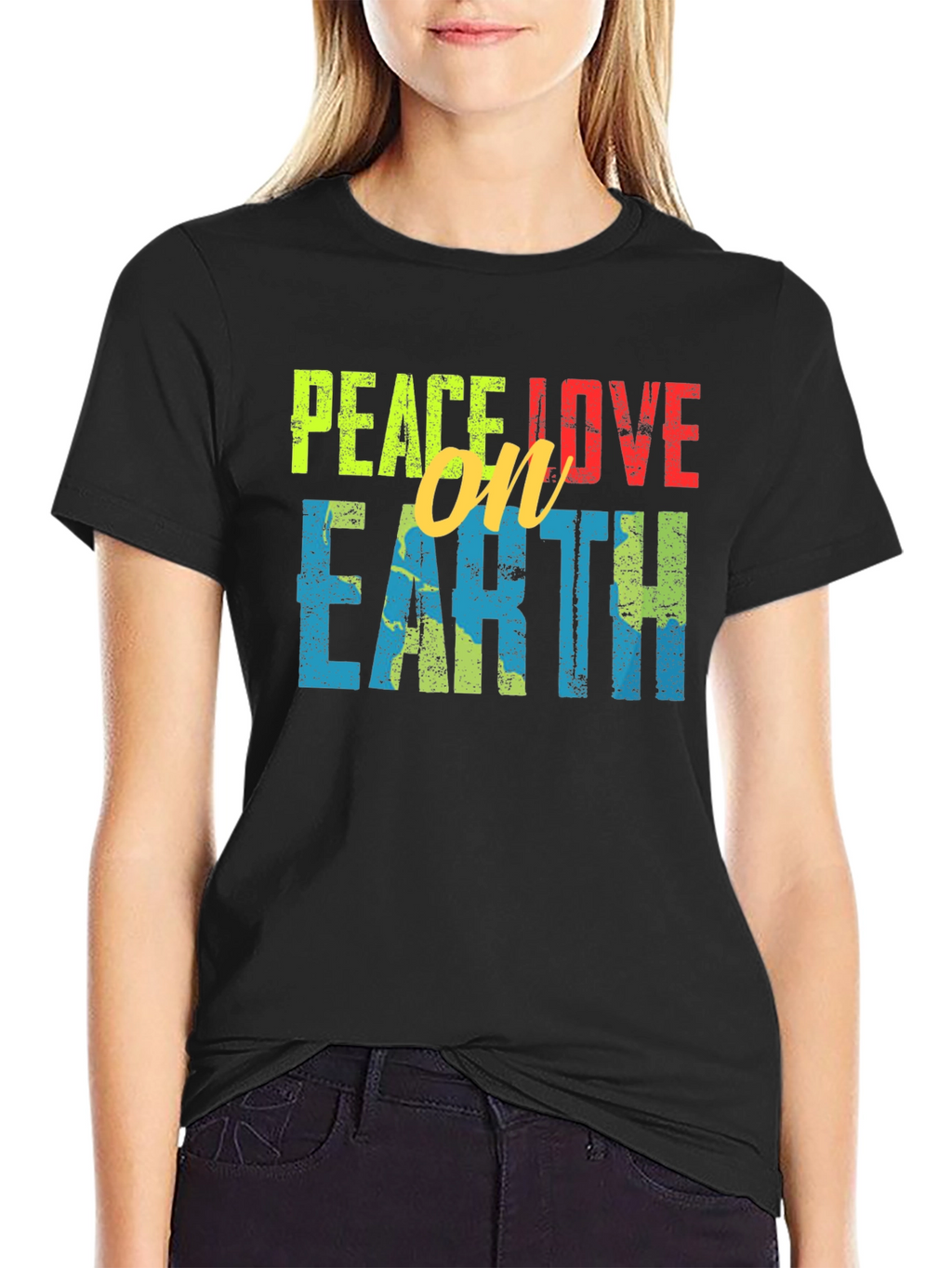 Peace Love on Earth T-Shirt - Black