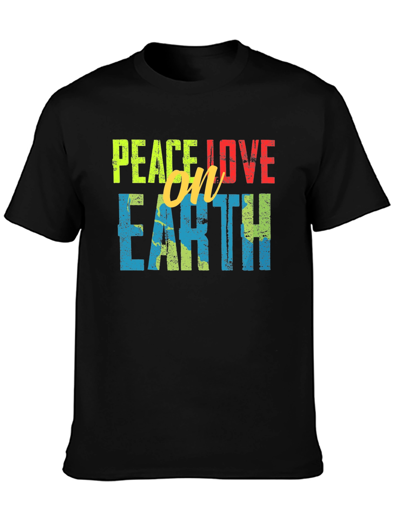 Peace Love on Earth T-Shirt - Black