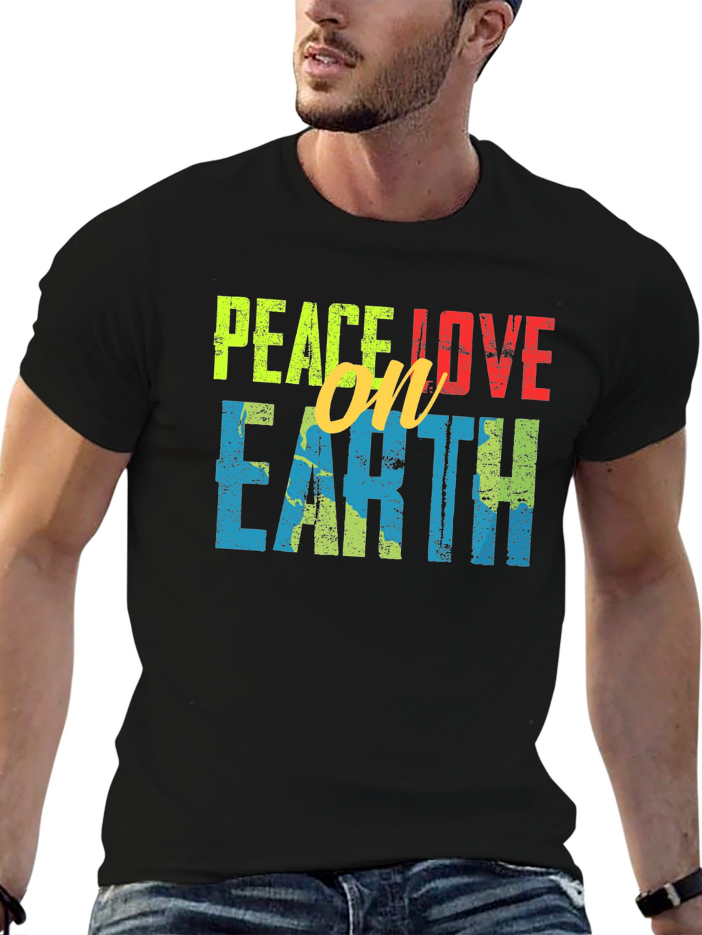 Peace Love on Earth T-Shirt - Black