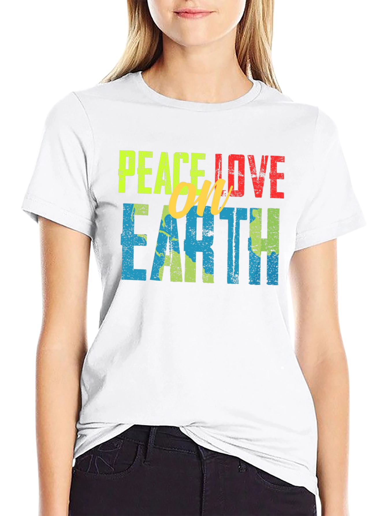 Peace Love on Earth T-Shirt - Black
