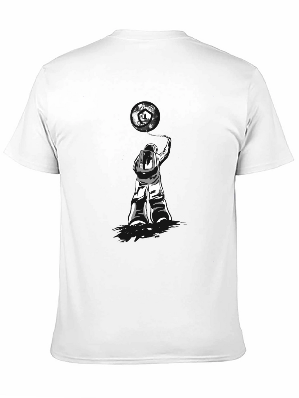 Astronaut Earth Balloon Graphic Tee - Trendy Black T-Shirt