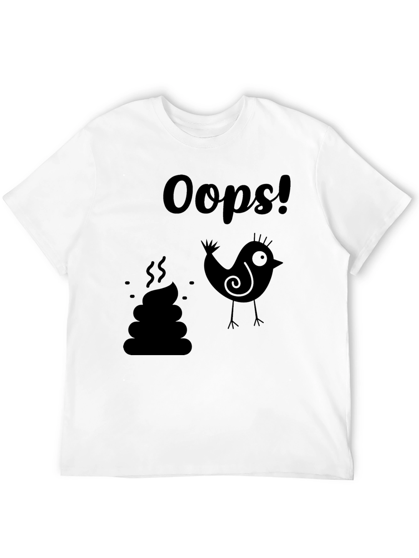 Oops! Bird Poop Graphic T-Shirt - Unisex Black Tee