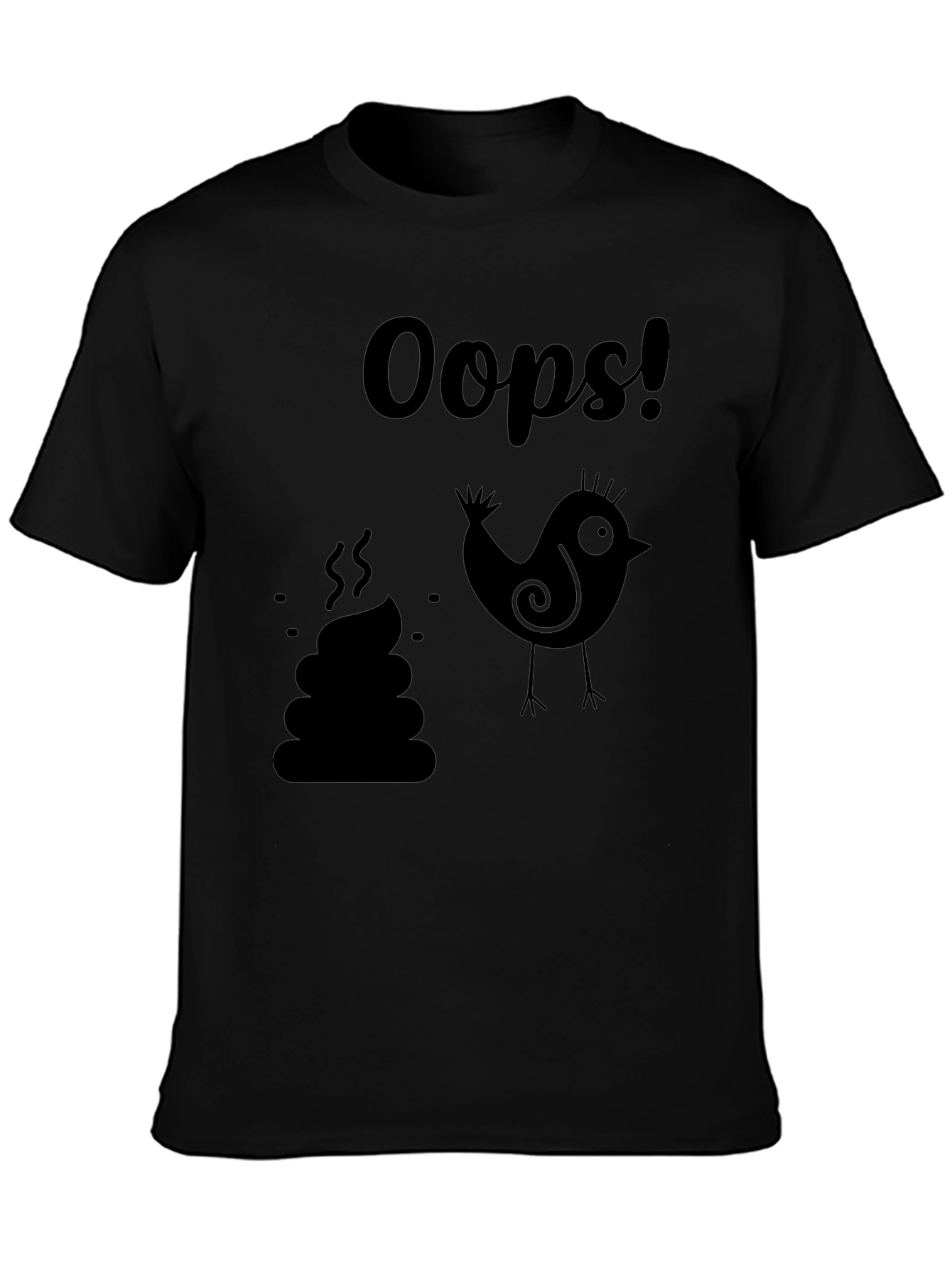 Oops! Bird Poop Graphic T-Shirt - Unisex Black Tee