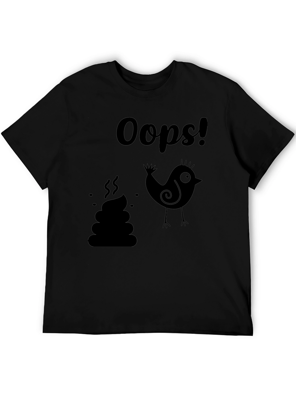 Oops! Bird Poop Graphic T-Shirt - Unisex Black Tee