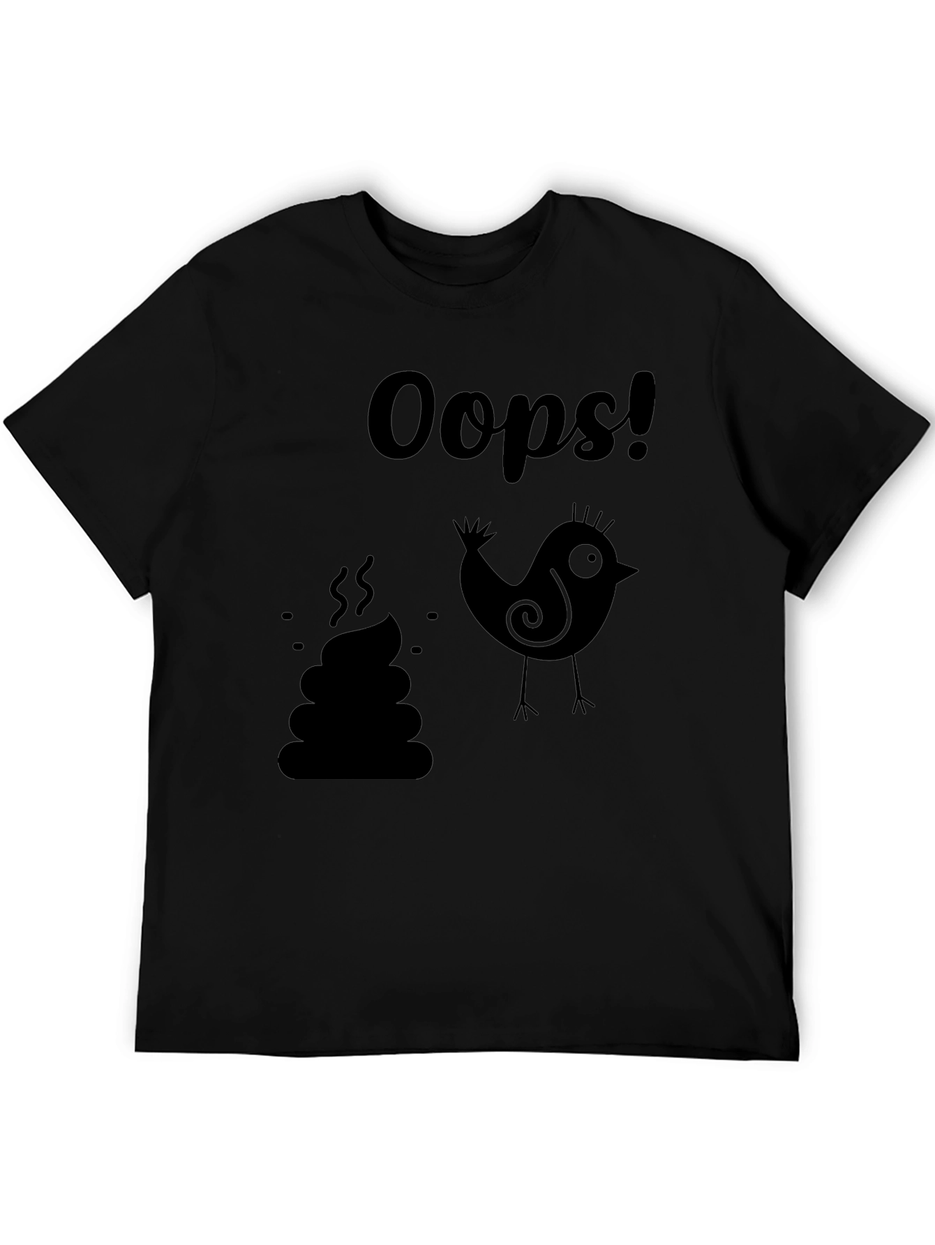 Oops! Bird Poop Graphic T-Shirt - Unisex Black Tee