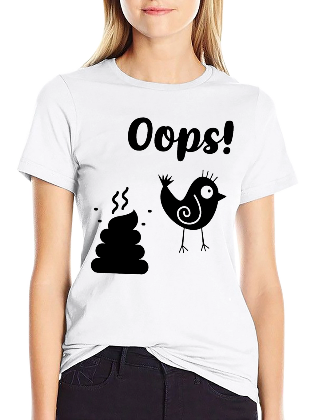 Oops! Bird Poop Graphic T-Shirt - Unisex Black Tee