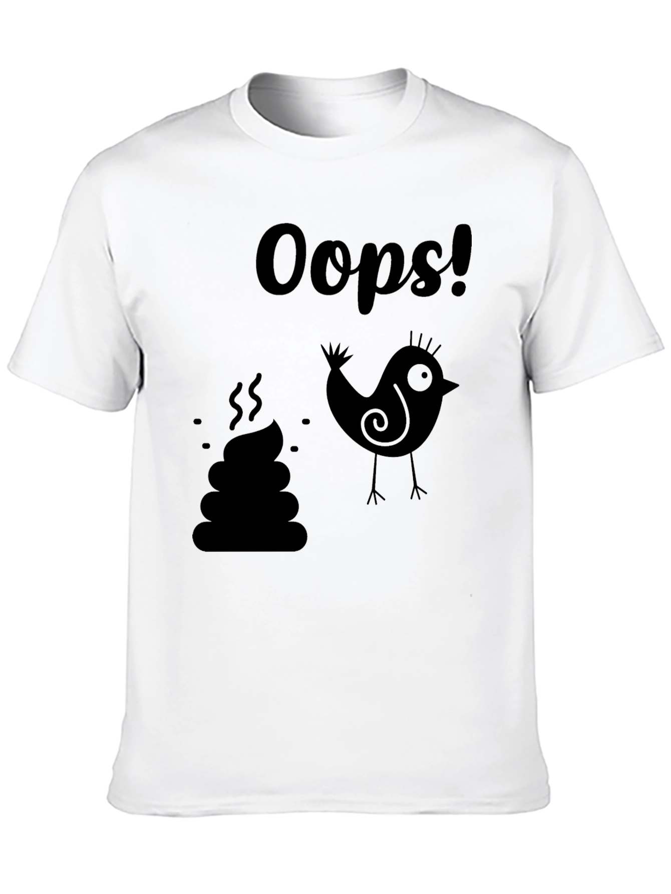 Oops! Bird Poop Graphic T-Shirt - Unisex Black Tee
