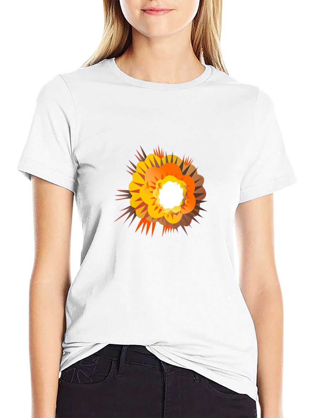 Explosion Graphic Print Black T-Shirt
