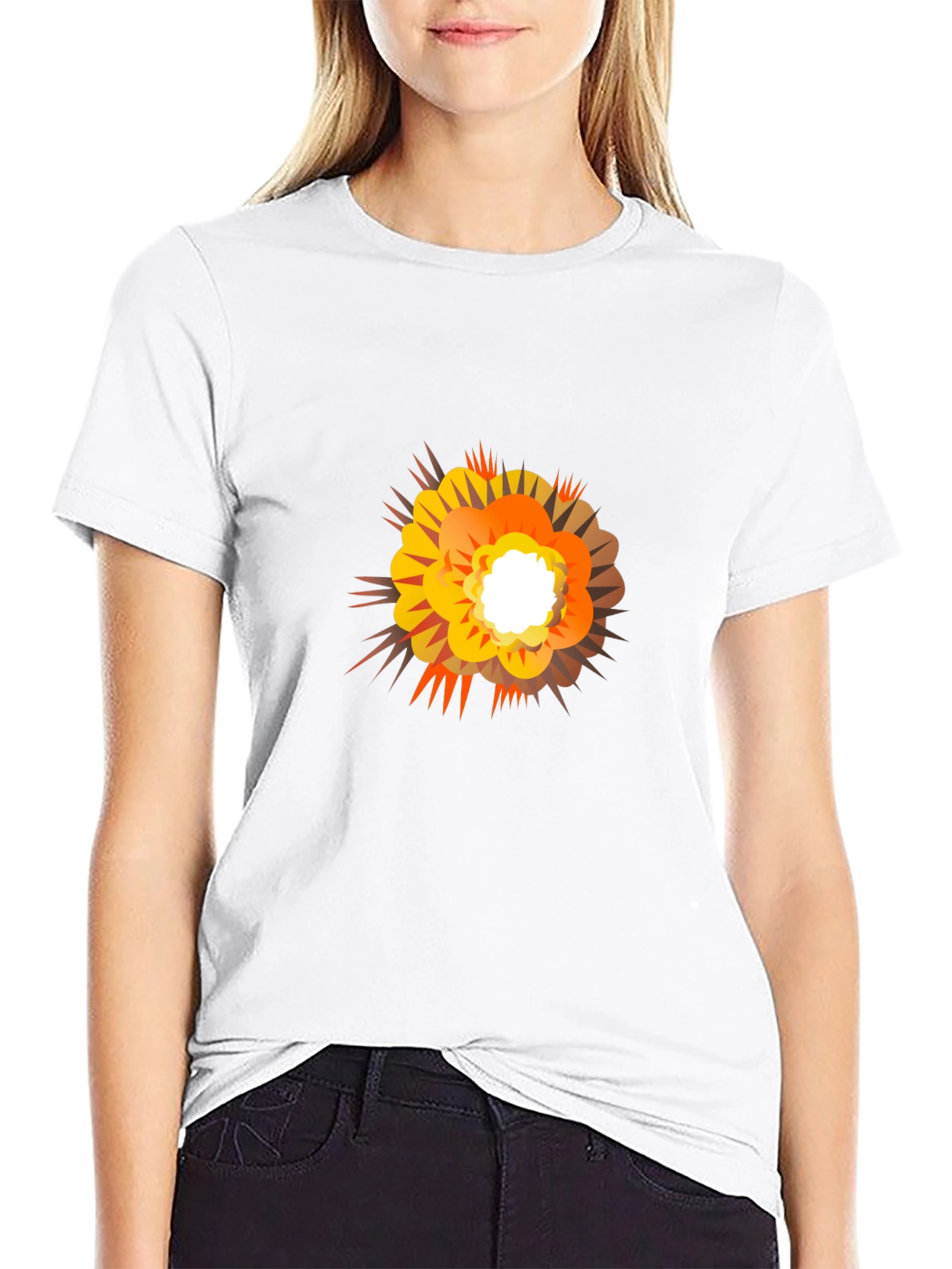 Explosion Graphic Print Black T-Shirt