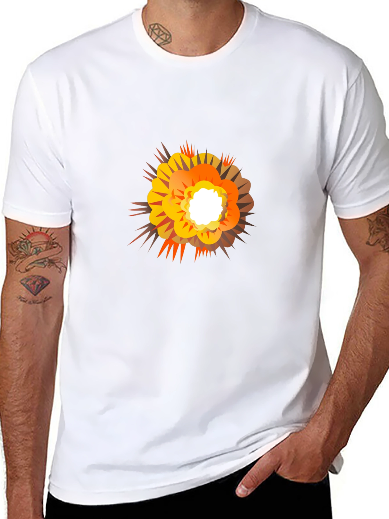 Explosion Graphic Print Black T-Shirt