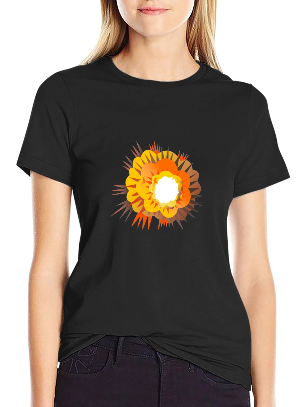 Explosion Graphic Print Black T-Shirt