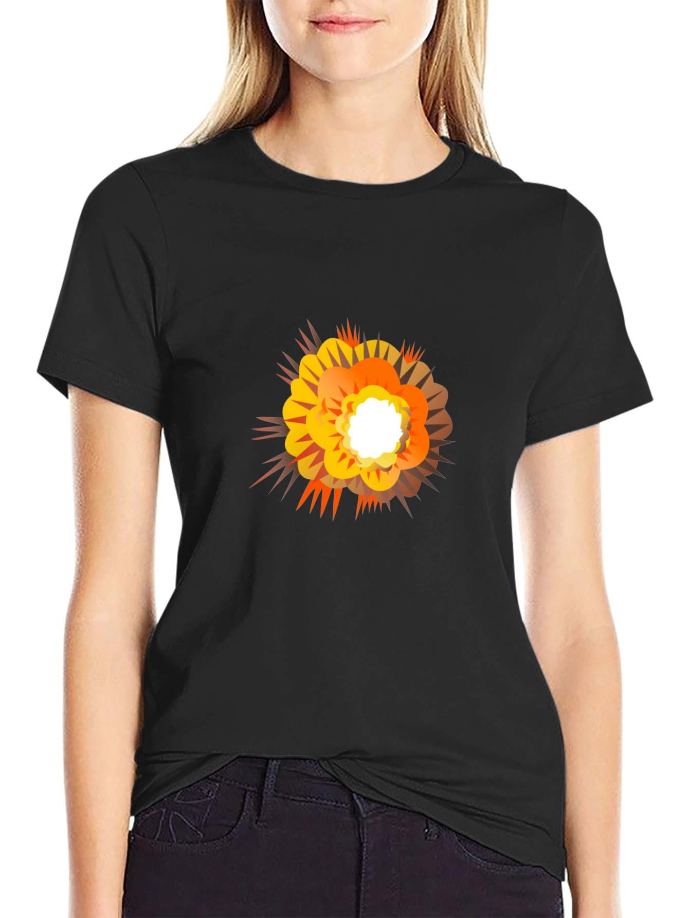 Explosion Graphic Print Black T-Shirt