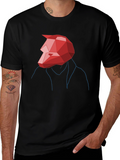 Abstract Geometric Red Wolf Graphic Tee