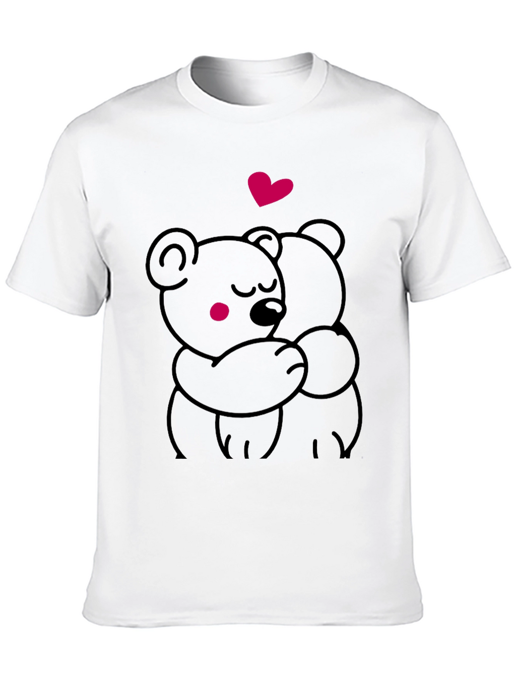 Cute Hugging Bears Graphic Tee - Soft Black T-Shirt