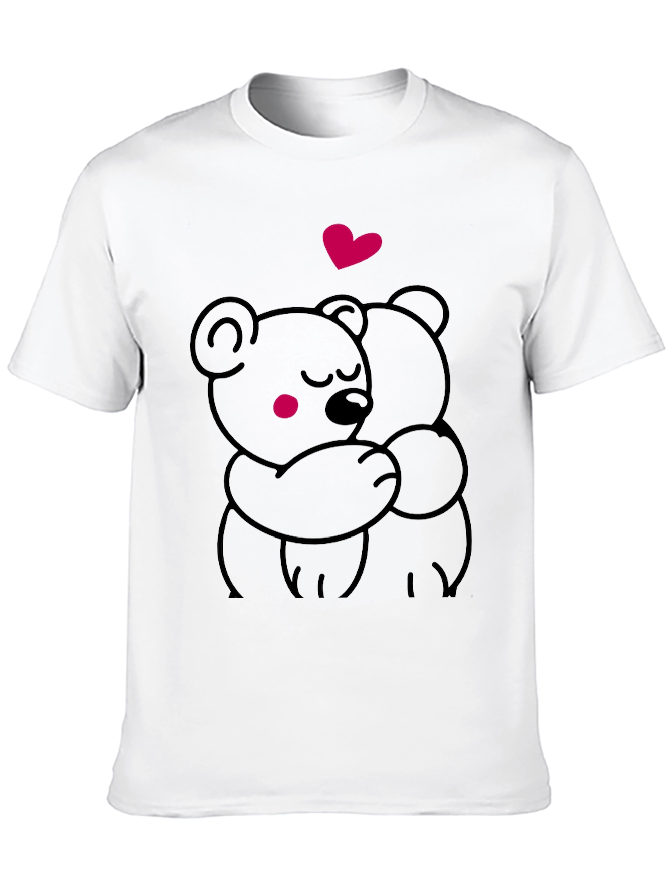 Cute Hugging Bears Graphic Tee - Soft Black T-Shirt