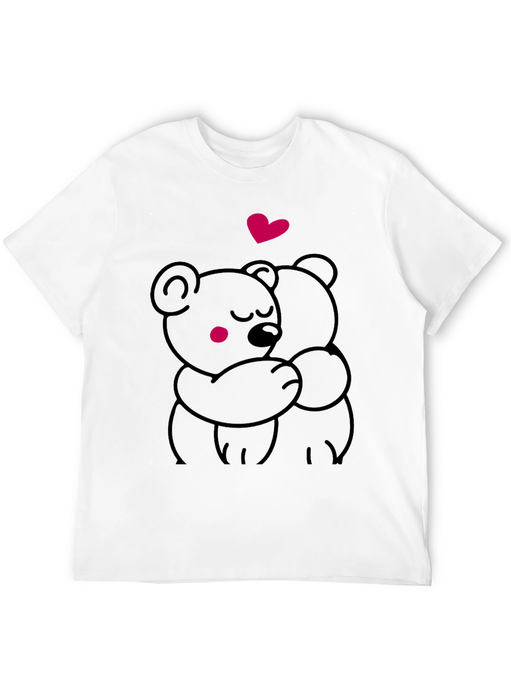 Cute Hugging Bears Graphic Tee - Soft Black T-Shirt