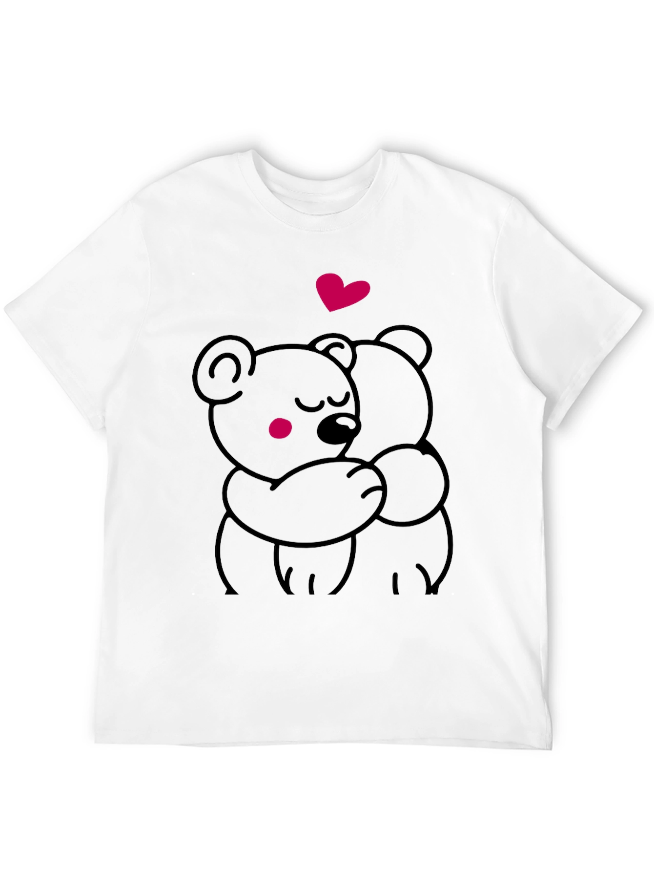 Cute Hugging Bears Graphic Tee - Soft Black T-Shirt