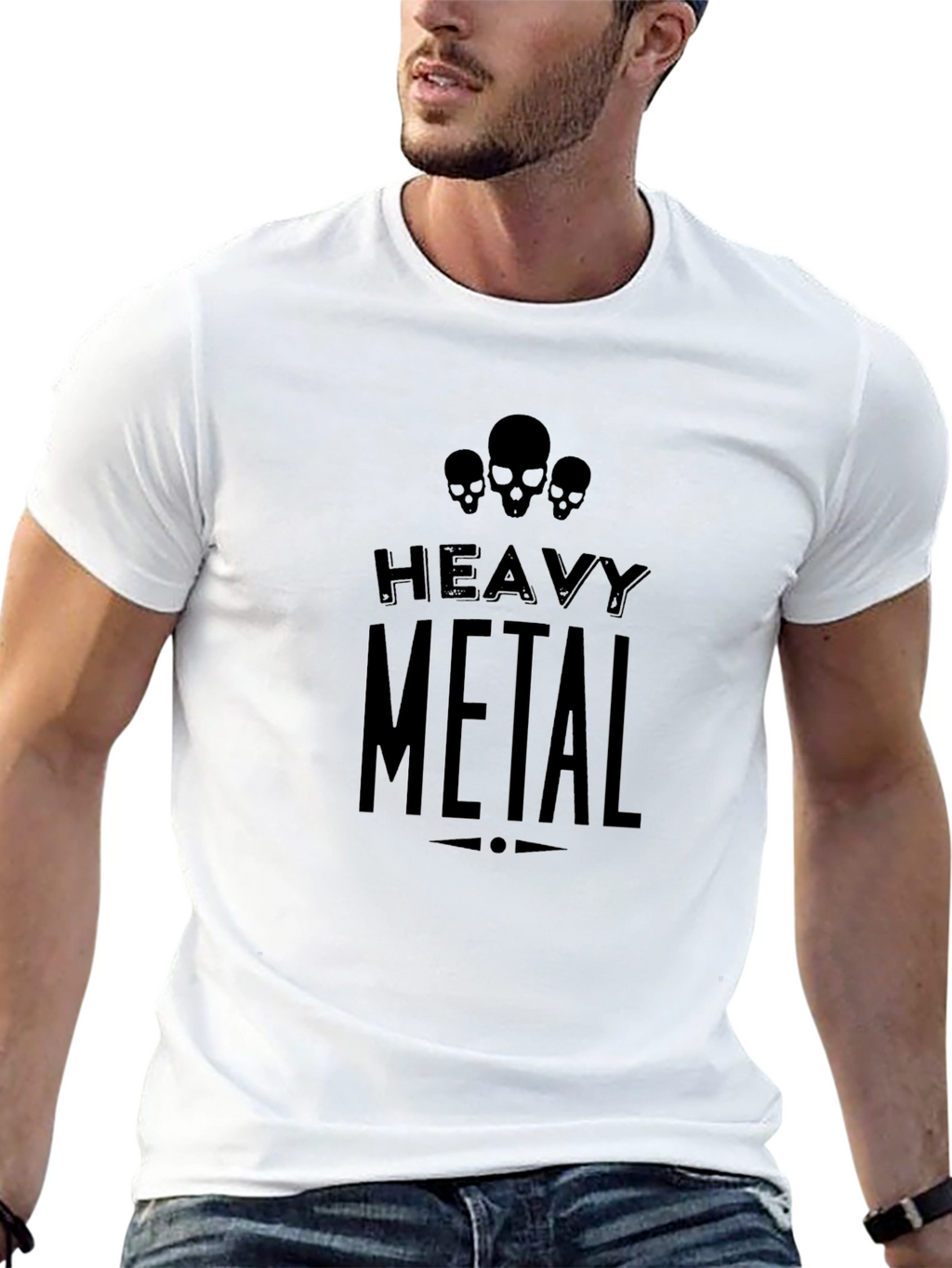 Heavy Metal Skull T-Shirt Mens Graphic Tee