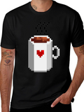 Pixel Heart Coffee Mug Graphic T-Shirt
