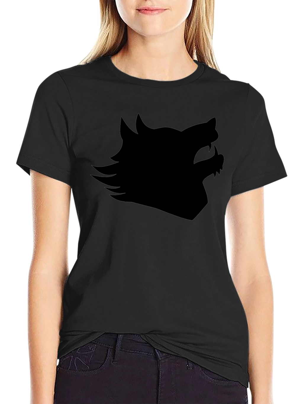 Black Wolf Silhouette Graphic Tee