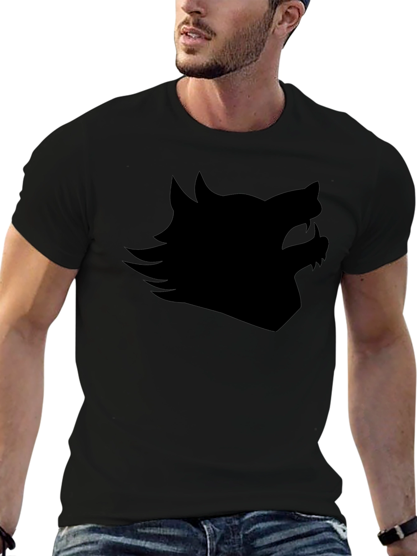 Black Wolf Silhouette Graphic Tee