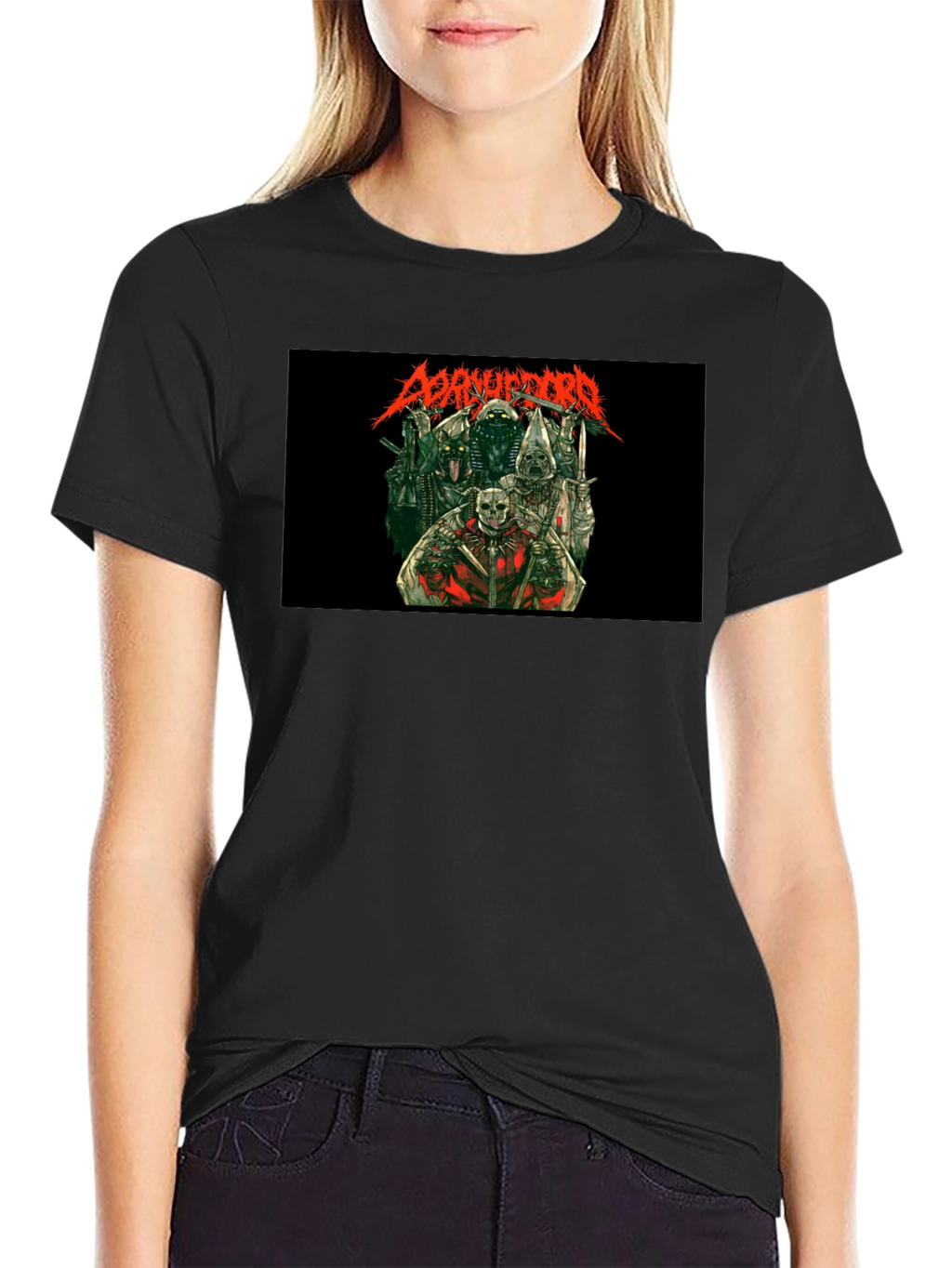 Disturbing Graphic Print Black T-Shirt