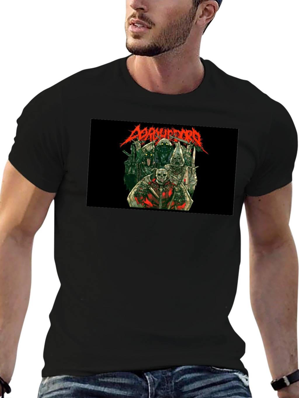 Disturbing Graphic Print Black T-Shirt