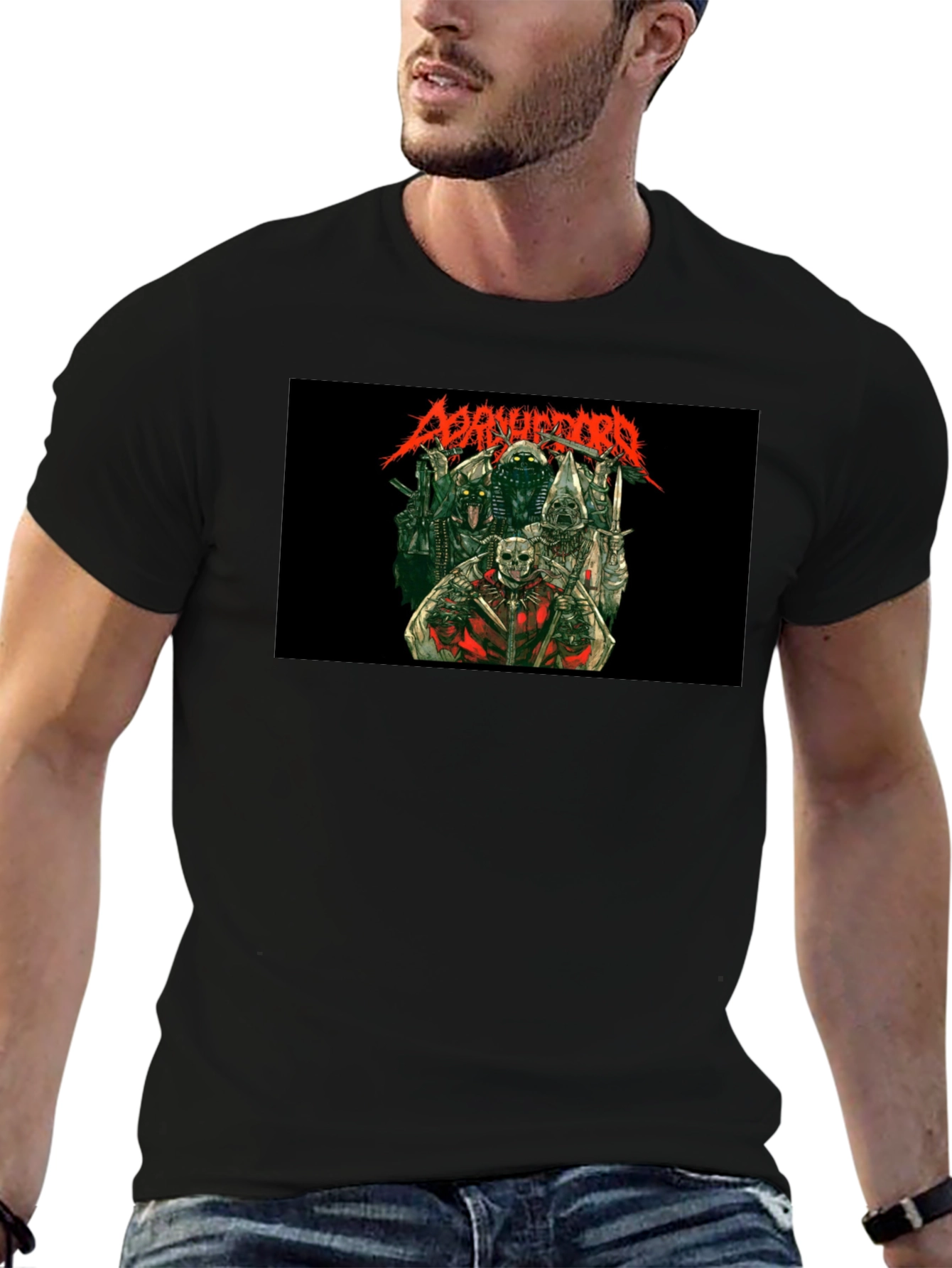 Disturbing Graphic Print Black T-Shirt