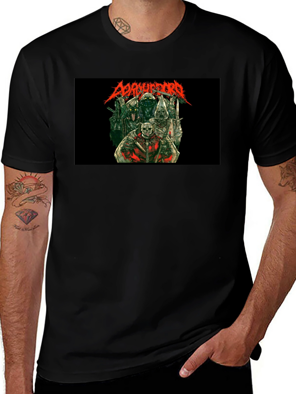 Disturbing Graphic Print Black T-Shirt