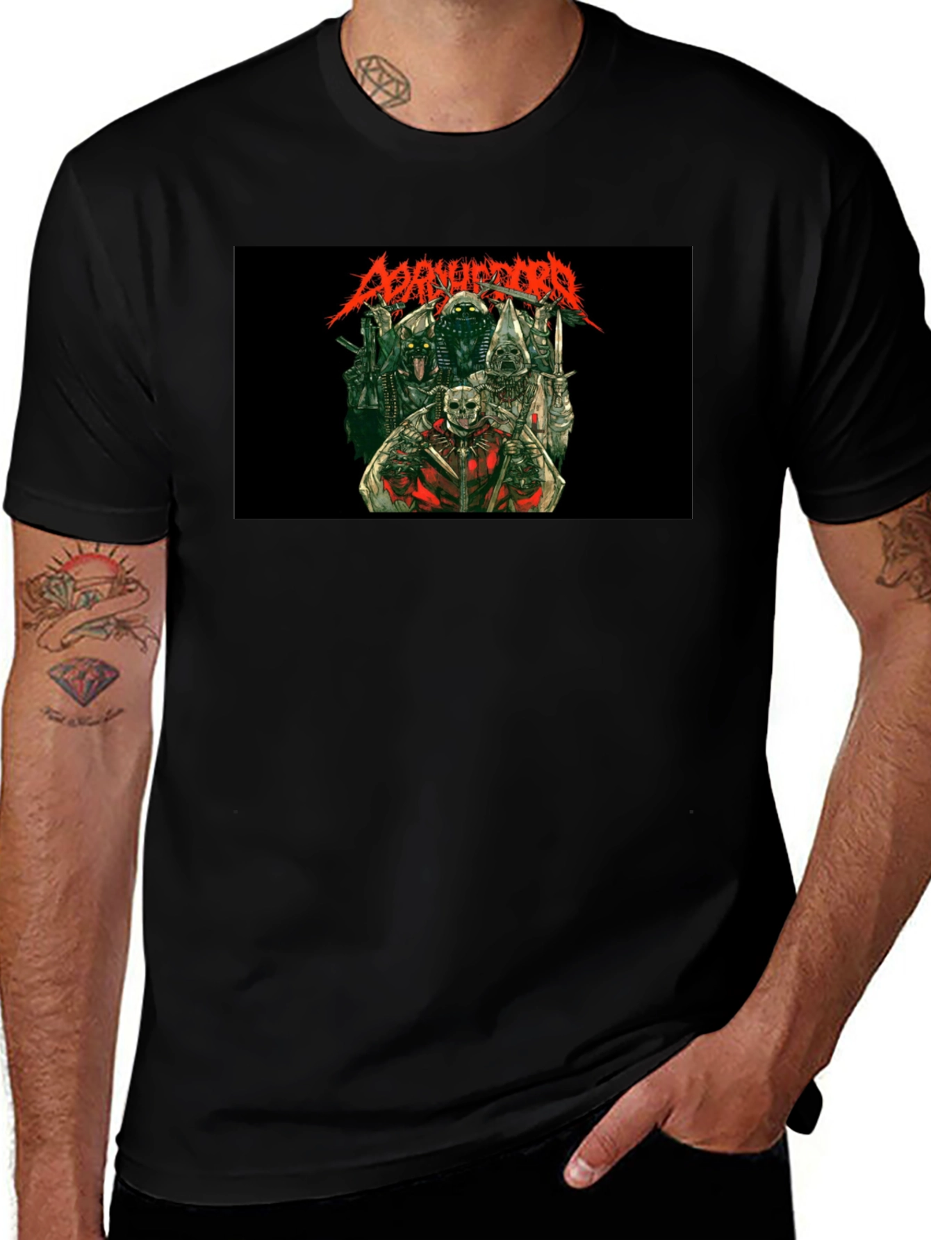 Disturbing Graphic Print Black T-Shirt